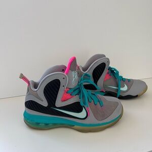 Nike LeBron 9 south beach Athletic Shoes - Gray, Pink, and Teal